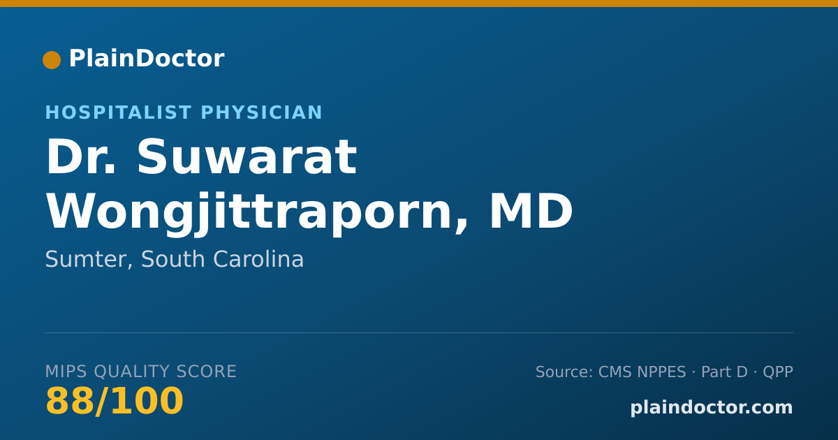 Shareable card for Suwarat Wongjittraporn, MD - Hospitalist Physician, Sumter, SC