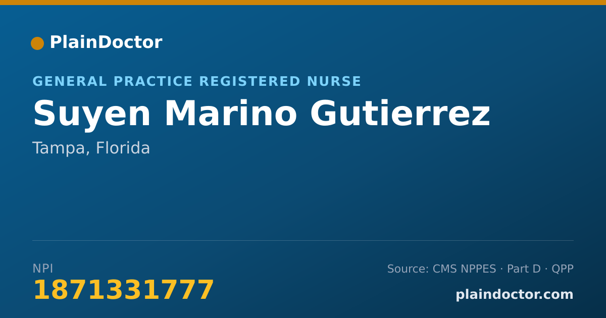 Shareable card for Suyen Marino Gutierrez - General Practice Registered Nurse, Tampa, FL