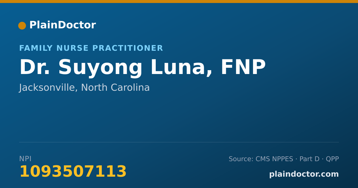 Shareable card for Suyong Luna, FNP - Family Nurse Practitioner, Jacksonville, NC
