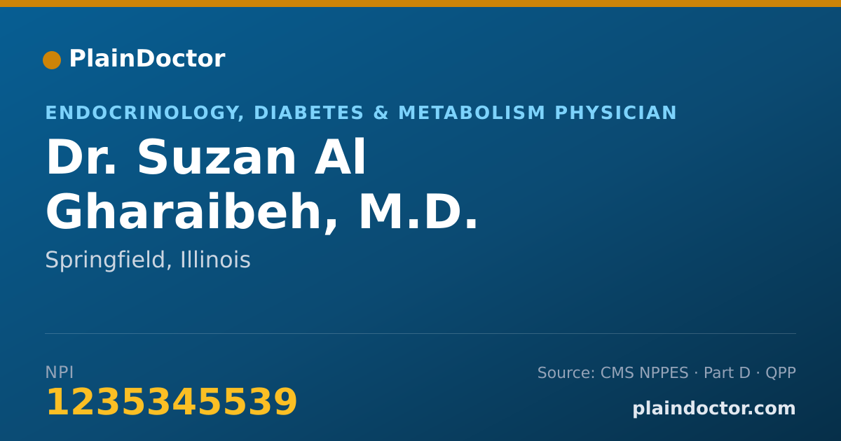 Shareable card for Suzan Al Gharaibeh, M.D. - Endocrinology, Diabetes & Metabolism Physician, Springfield, IL
