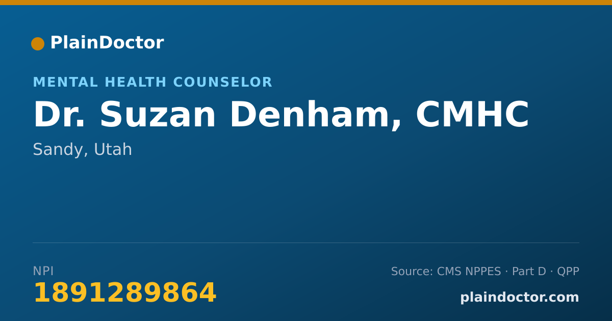 Shareable card for Suzan Denham, CMHC - Mental Health Counselor, Sandy, UT