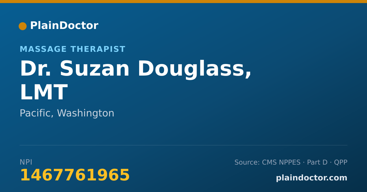 Shareable card for Suzan Douglass, LMT - Massage Therapist, Pacific, WA