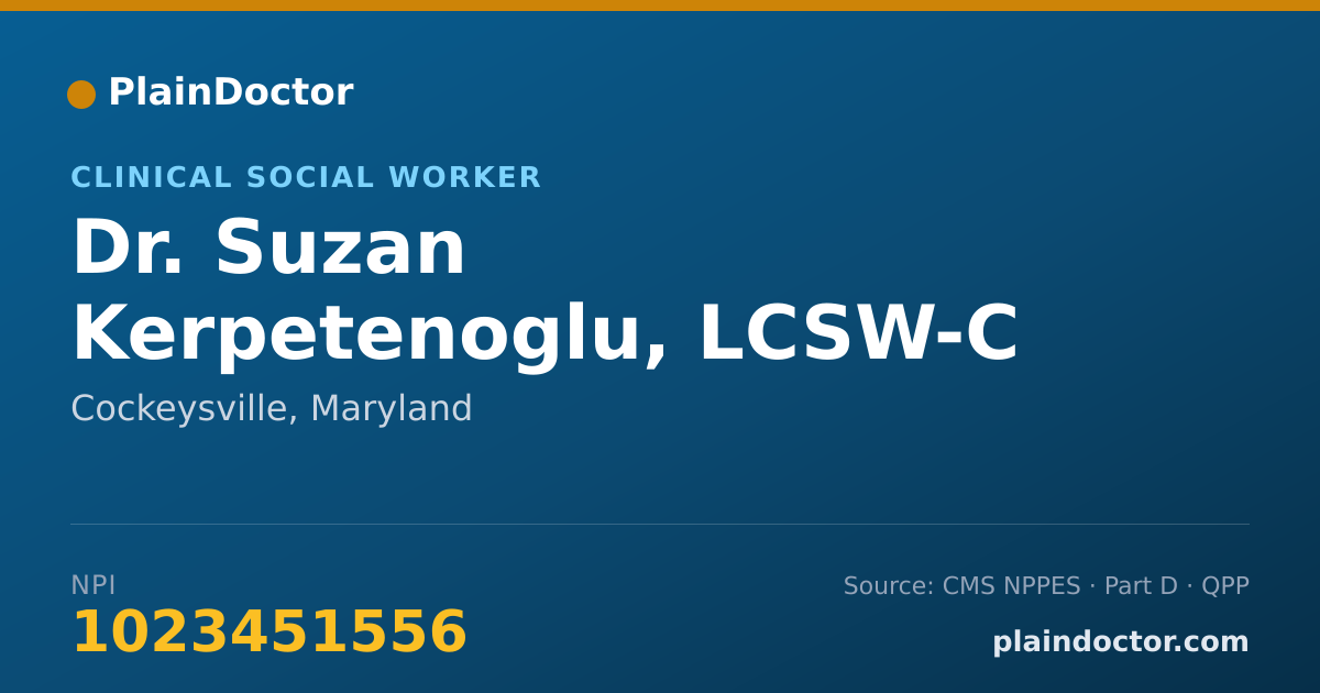 Shareable card for Suzan Kerpetenoglu, LCSW-C - Clinical Social Worker, Cockeysville, MD