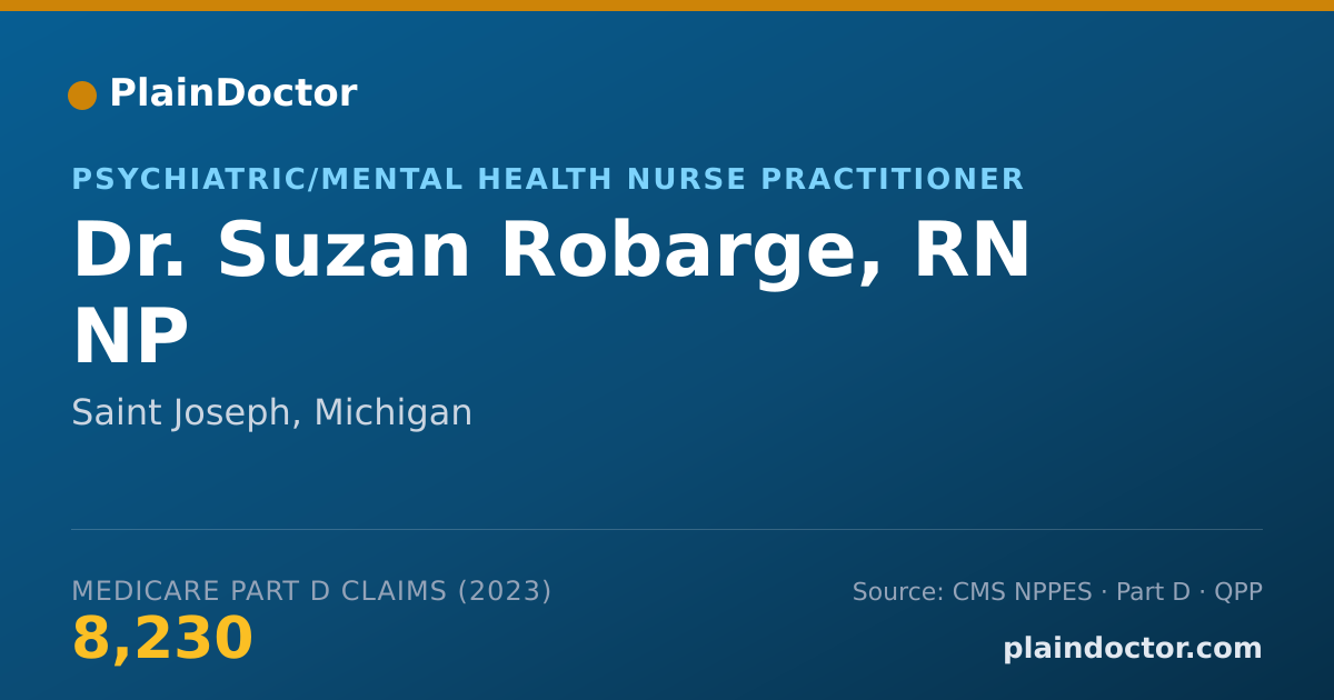 Shareable card for Suzan Robarge, RN NP - Psychiatric/Mental Health Nurse Practitioner, Saint Joseph, MI