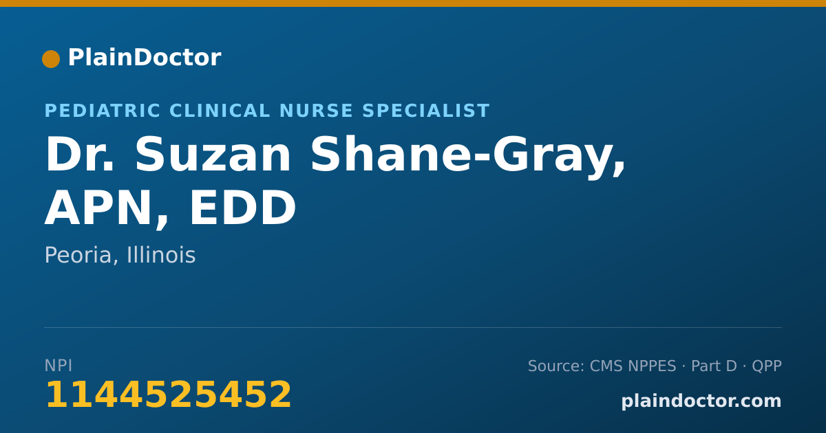 Shareable card for Suzan Shane-Gray, APN, EDD - Pediatric Clinical Nurse Specialist, Peoria, IL