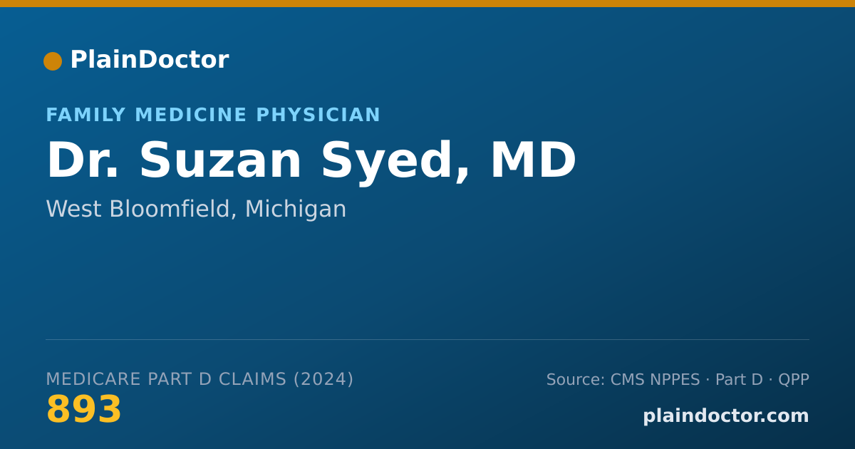 Shareable card for Suzan Syed, MD - Family Medicine Physician, West Bloomfield, MI