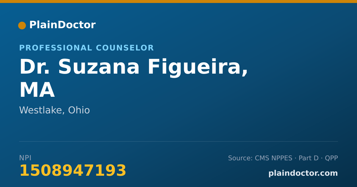 Shareable card for Suzana Figueira, MA - Professional Counselor, Westlake, OH