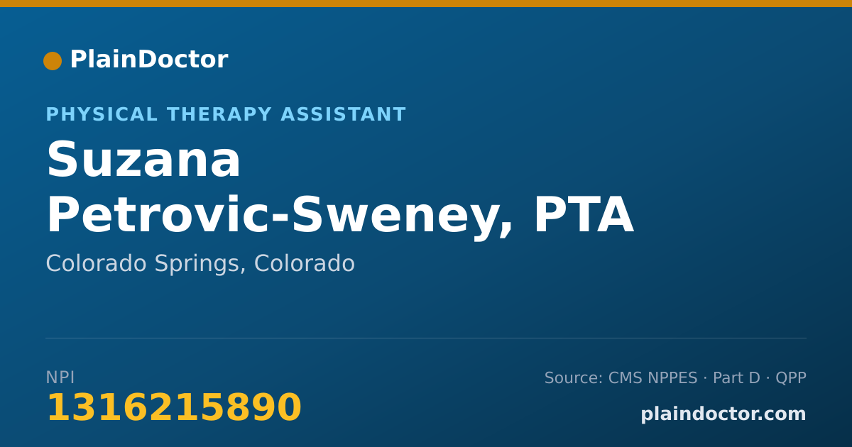 Shareable card for Suzana Petrovic-Sweney, PTA - Physical Therapy Assistant, Colorado Springs, CO