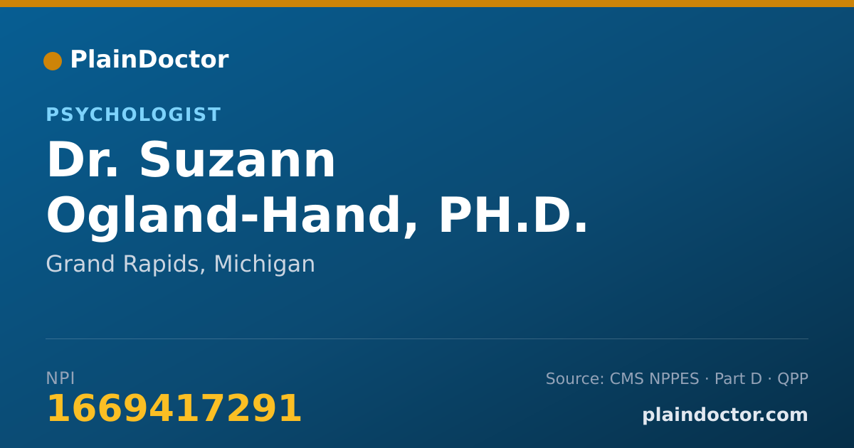 Shareable card for Suzann Ogland-Hand, PH.D. - Psychologist, Grand Rapids, MI