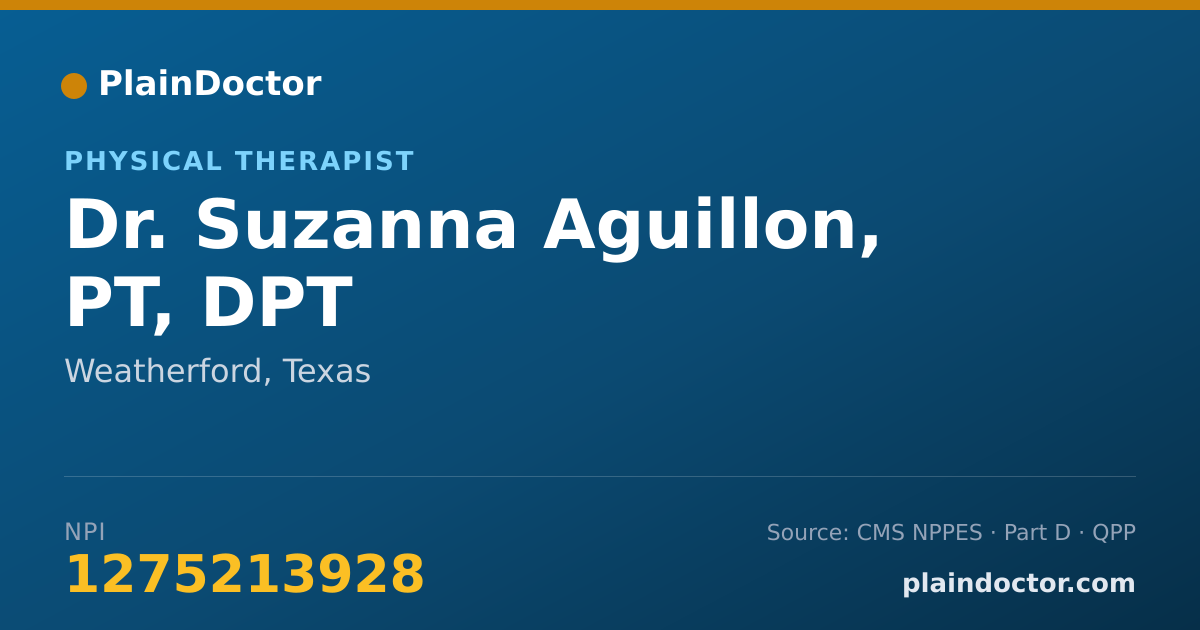 Shareable card for Suzanna Aguillon, PT, DPT - Physical Therapist, Weatherford, TX