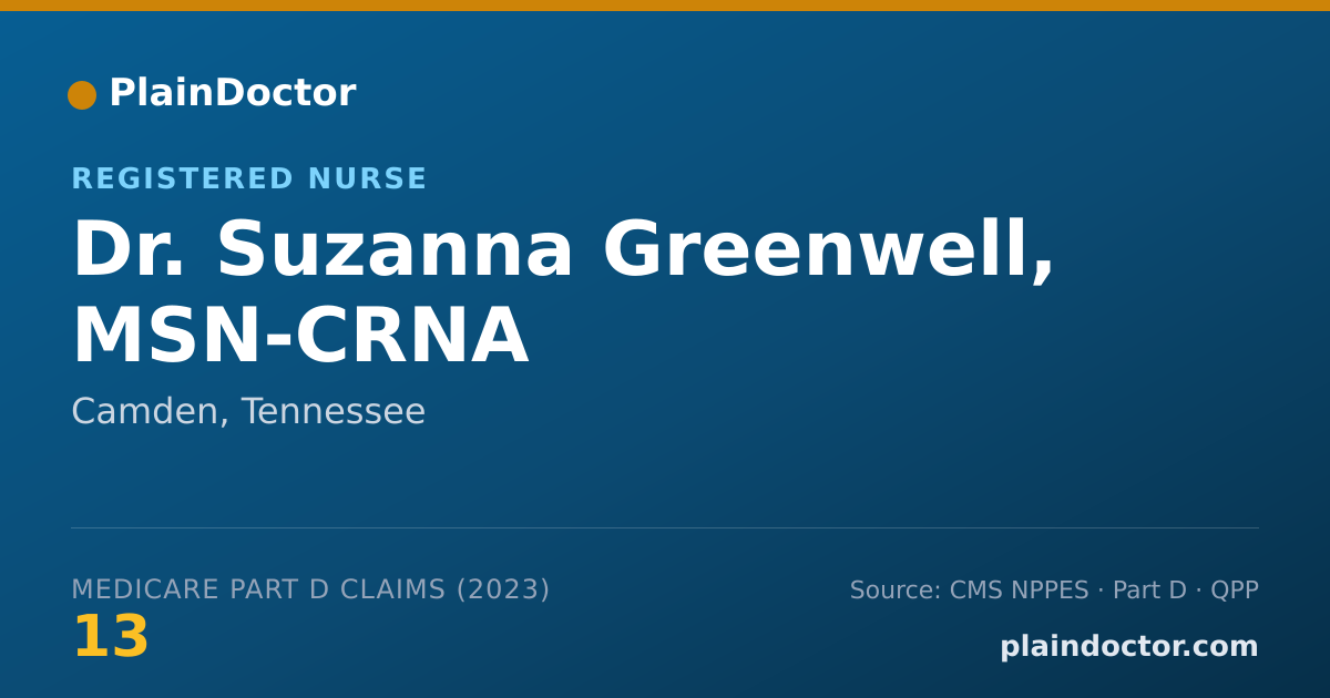 Shareable card for Suzanna Greenwell, MSN-CRNA - Registered Nurse, Camden, TN