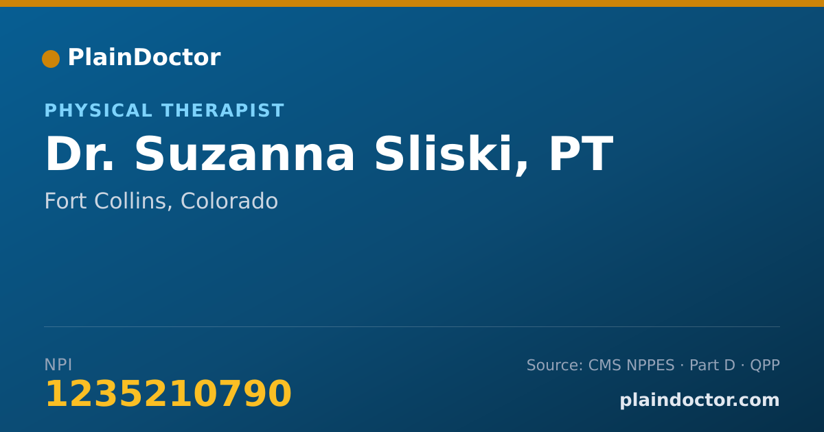 Shareable card for Suzanna Sliski, PT - Physical Therapist, Fort Collins, CO