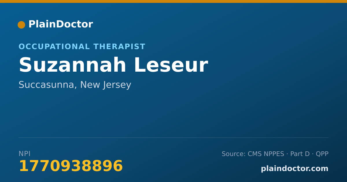 Shareable card for Suzannah Leseur - Occupational Therapist, Succasunna, NJ