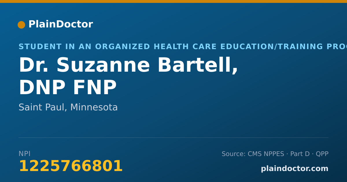 Shareable card for Suzanne Bartell, DNP FNP - Student in an Organized Health Care Education/Training Program, Saint Paul, MN