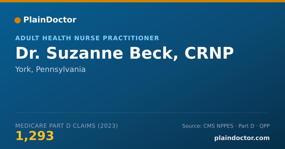 Shareable card for Suzanne Beck, CRNP - Adult Health Nurse Practitioner, York, PA