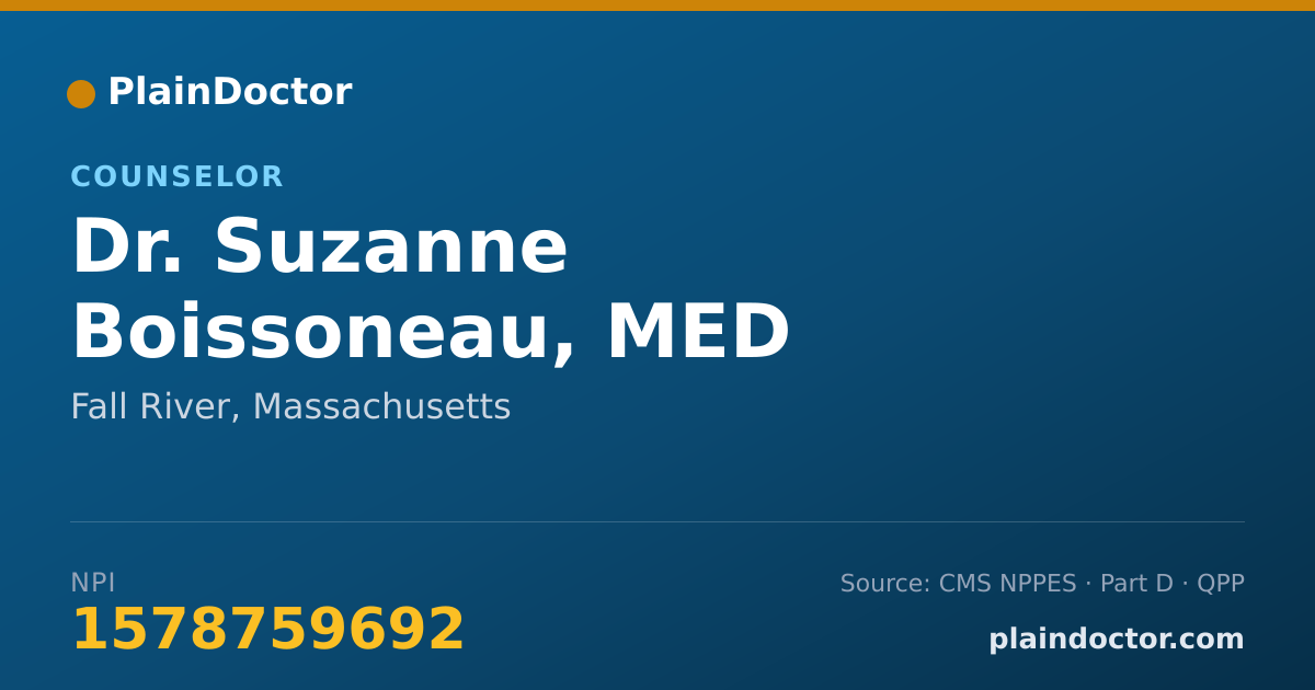 Shareable card for Suzanne Boissoneau, MED - Counselor, Fall River, MA