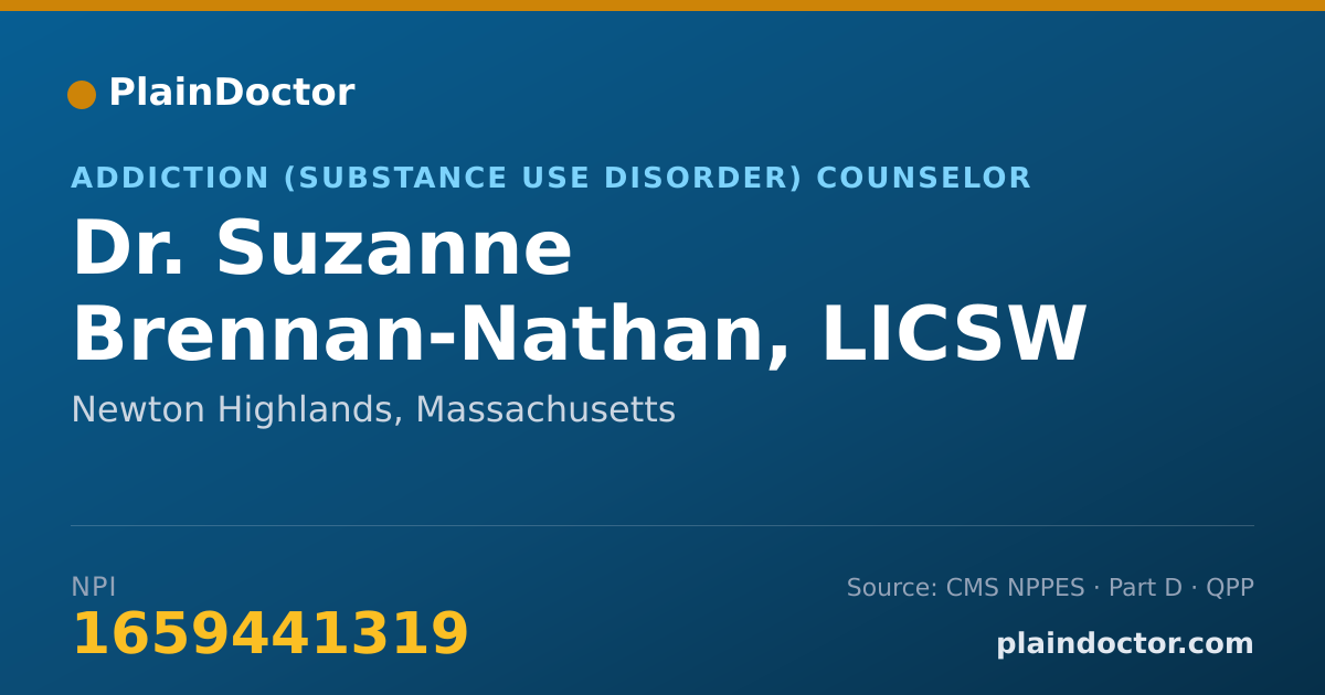 Shareable card for Suzanne Brennan-Nathan, LICSW - Addiction (Substance Use Disorder) Counselor, Newton Highlands, MA