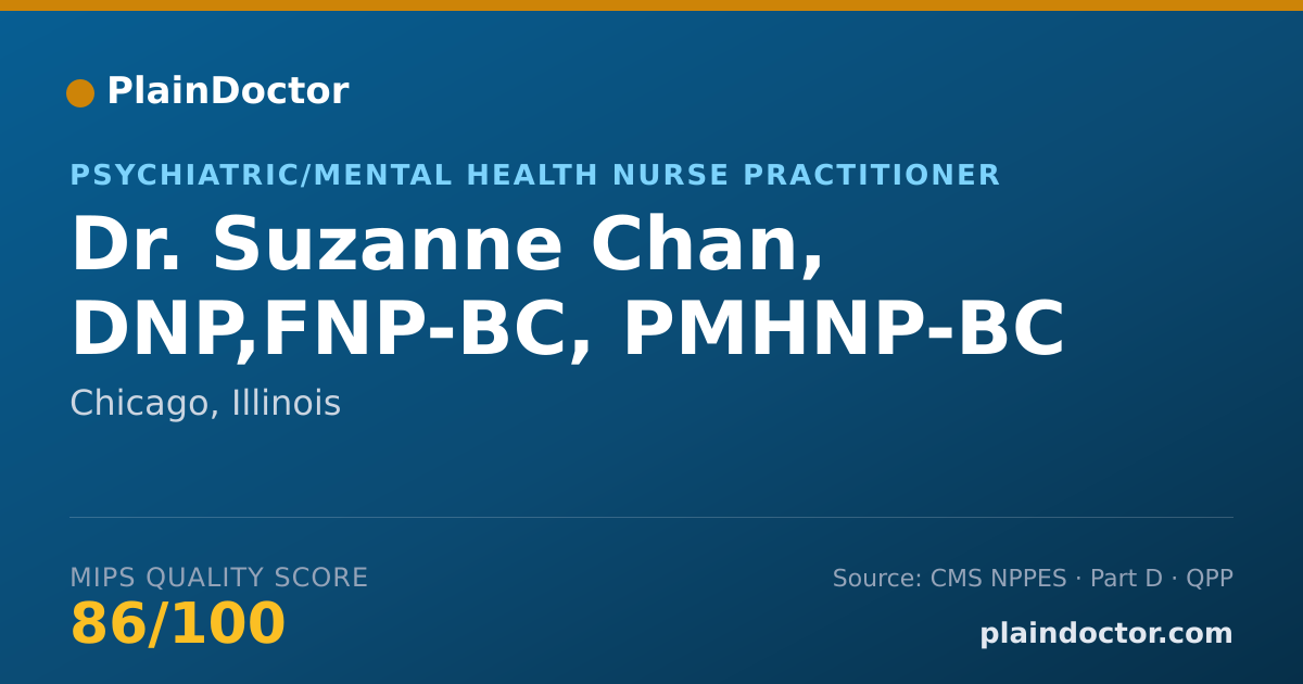 Shareable card for Suzanne Chan, DNP,FNP-BC, PMHNP-BC - Psychiatric/Mental Health Nurse Practitioner, Chicago, IL