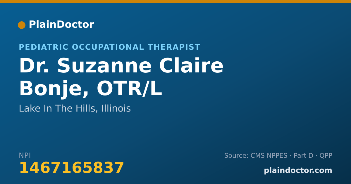 Shareable card for Suzanne Claire Bonje, OTR/L - Pediatric Occupational Therapist, Lake In The Hills, IL
