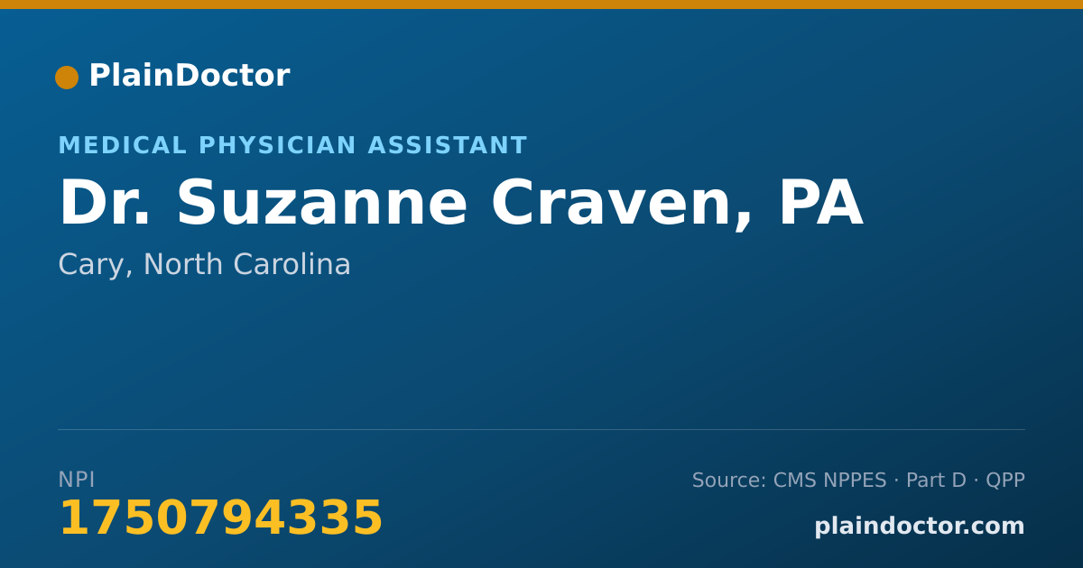 Shareable card for Suzanne Craven, PA - Medical Physician Assistant, Cary, NC