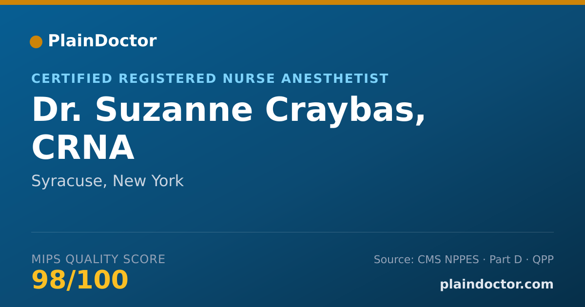 Shareable card for Suzanne Craybas, CRNA - Certified Registered Nurse Anesthetist, Syracuse, NY
