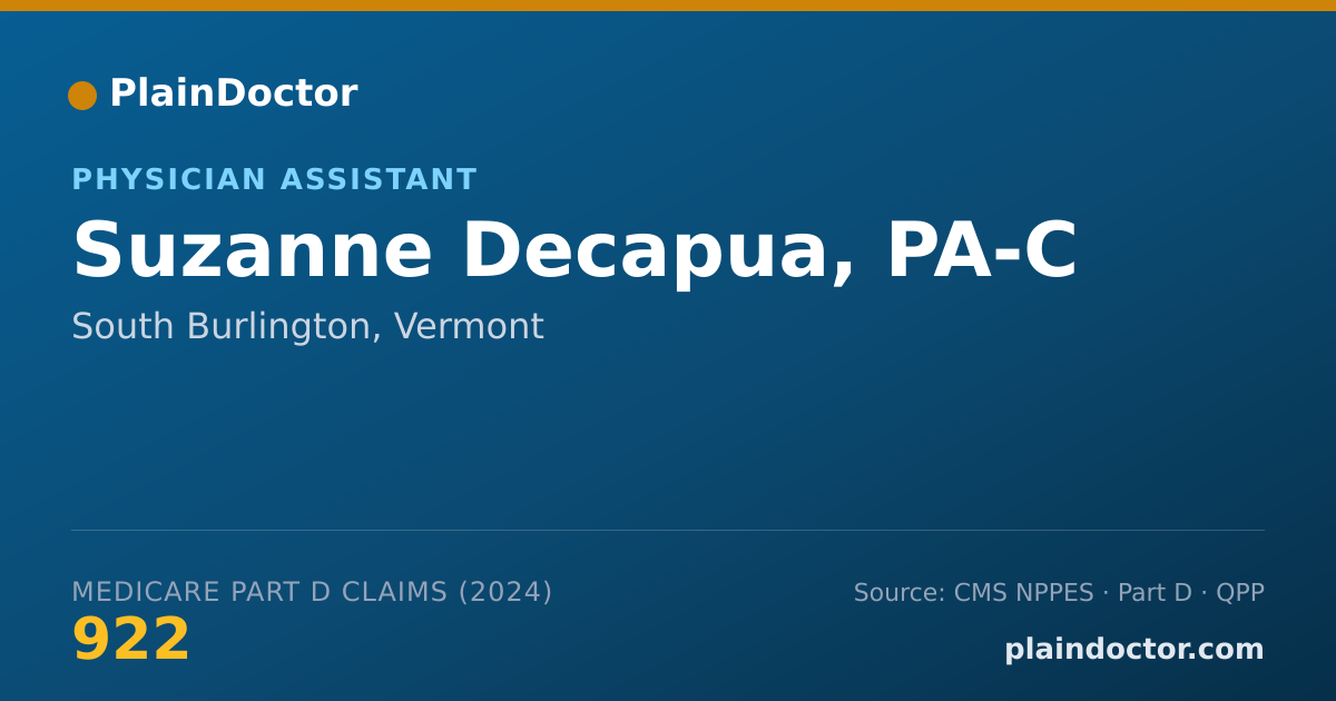 Shareable card for Suzanne Decapua, PA-C - Physician Assistant, South Burlington, VT