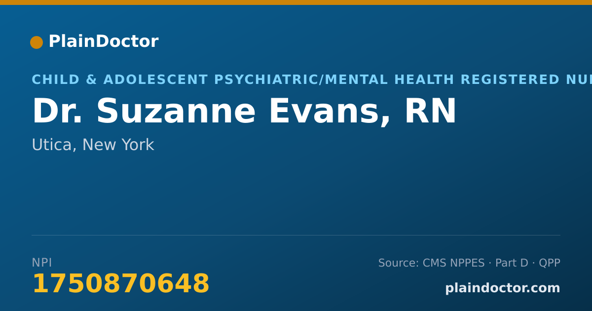 Shareable card for Suzanne Evans, RN - Child & Adolescent Psychiatric/Mental Health Registered Nurse, Utica, NY