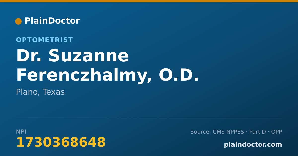Shareable card for Suzanne Ferenczhalmy, O.D. - Optometrist, Plano, TX