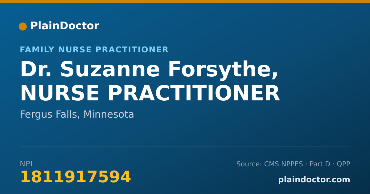 Shareable card for Suzanne Forsythe, NURSE PRACTITIONER - Family Nurse Practitioner, Fergus Falls, MN