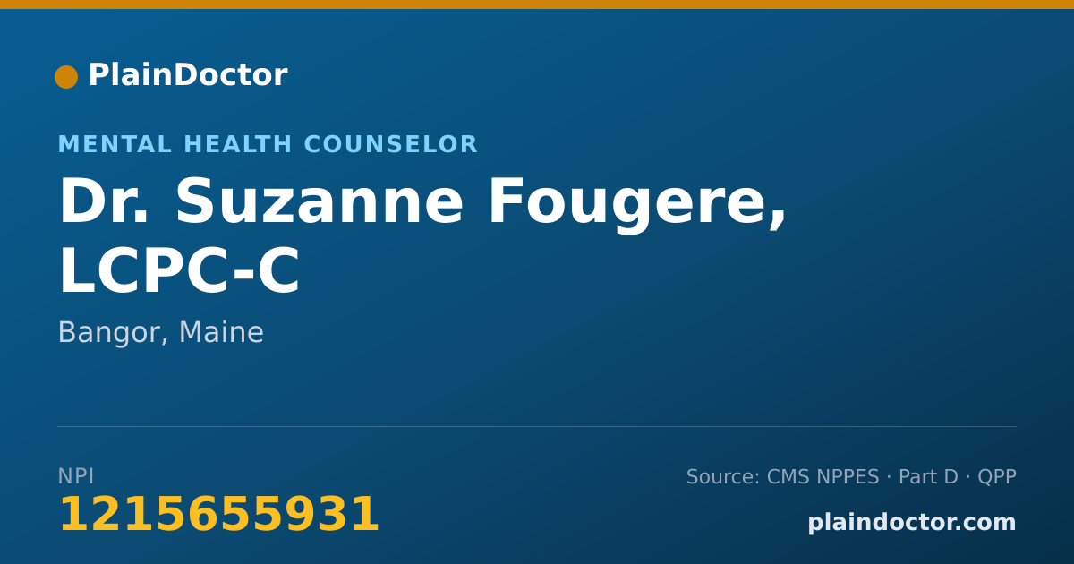 Shareable card for Suzanne Fougere, LCPC-C - Mental Health Counselor, Bangor, ME