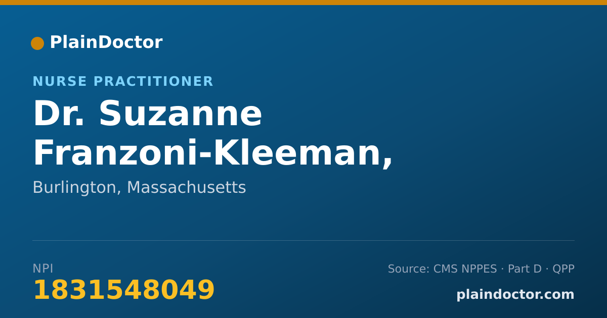 Shareable card for Suzanne Franzoni-Kleeman, APRN, AGACNP-BC - Nurse Practitioner, Burlington, MA
