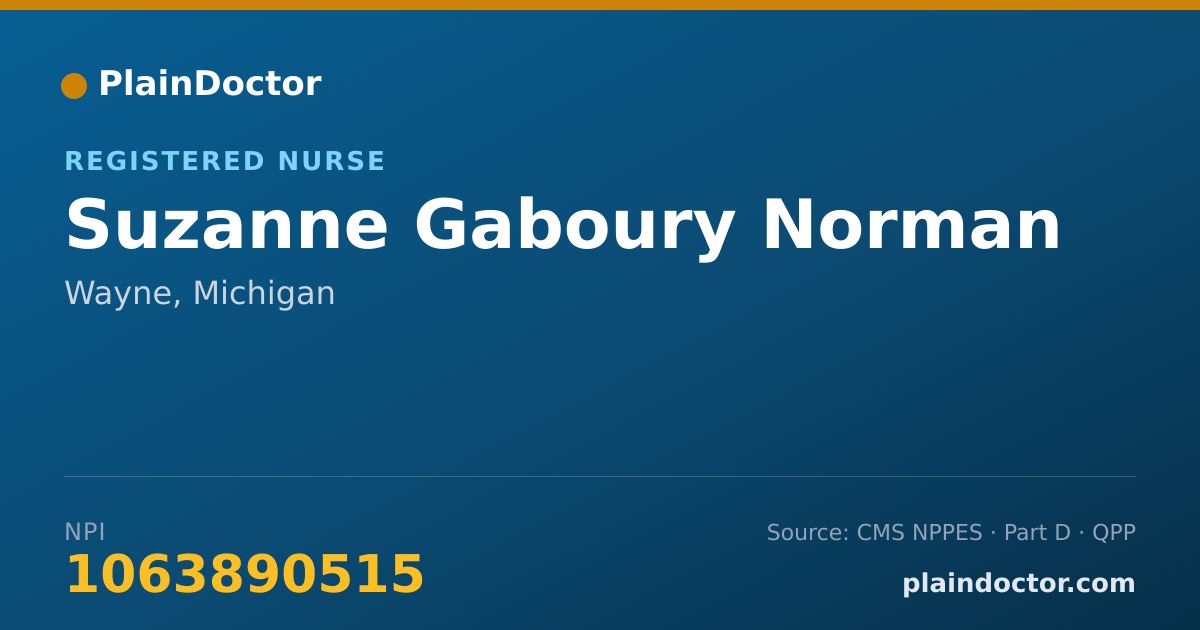 Shareable card for Suzanne Gaboury Norman - Registered Nurse, Wayne, MI