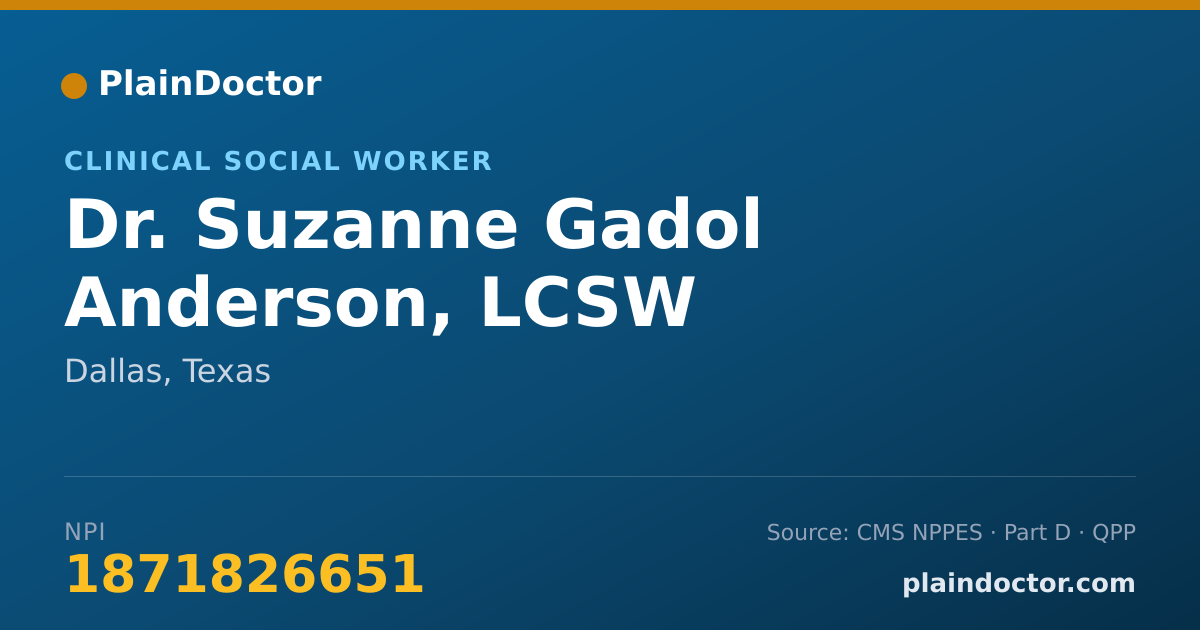 Shareable card for Suzanne Gadol Anderson, LCSW - Clinical Social Worker, Dallas, TX