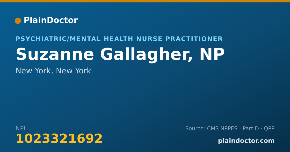 Shareable card for Suzanne Gallagher, NP - Psychiatric/Mental Health Nurse Practitioner, New York, NY