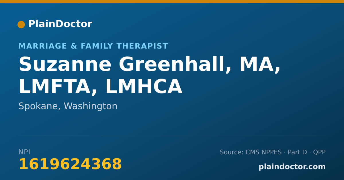 Shareable card for Suzanne Greenhall, MA, LMFTA, LMHCA - Marriage & Family Therapist, Spokane, WA