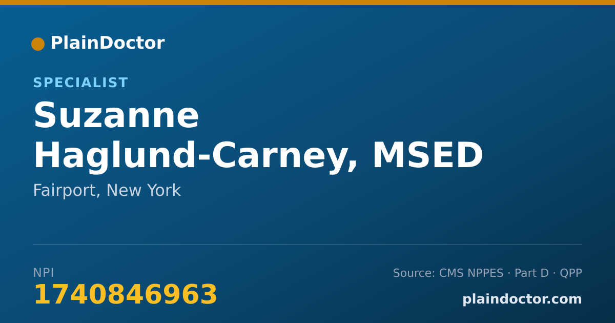 Shareable card for Suzanne Haglund-Carney, MSED - Specialist, Fairport, NY