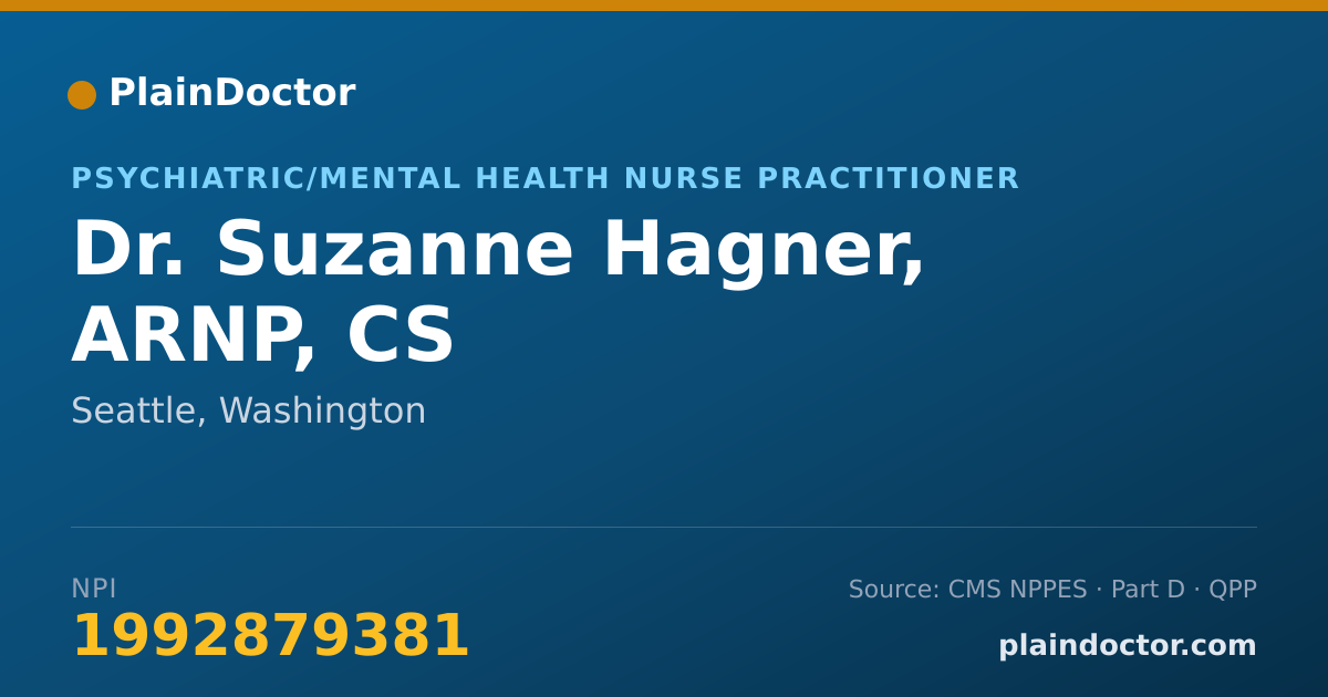 Shareable card for Suzanne Hagner, ARNP, CS - Psychiatric/Mental Health Nurse Practitioner, Seattle, WA