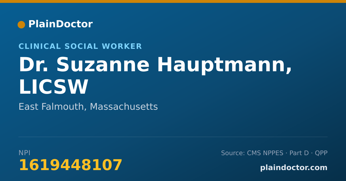 Shareable card for Suzanne Hauptmann, LICSW - Clinical Social Worker, East Falmouth, MA