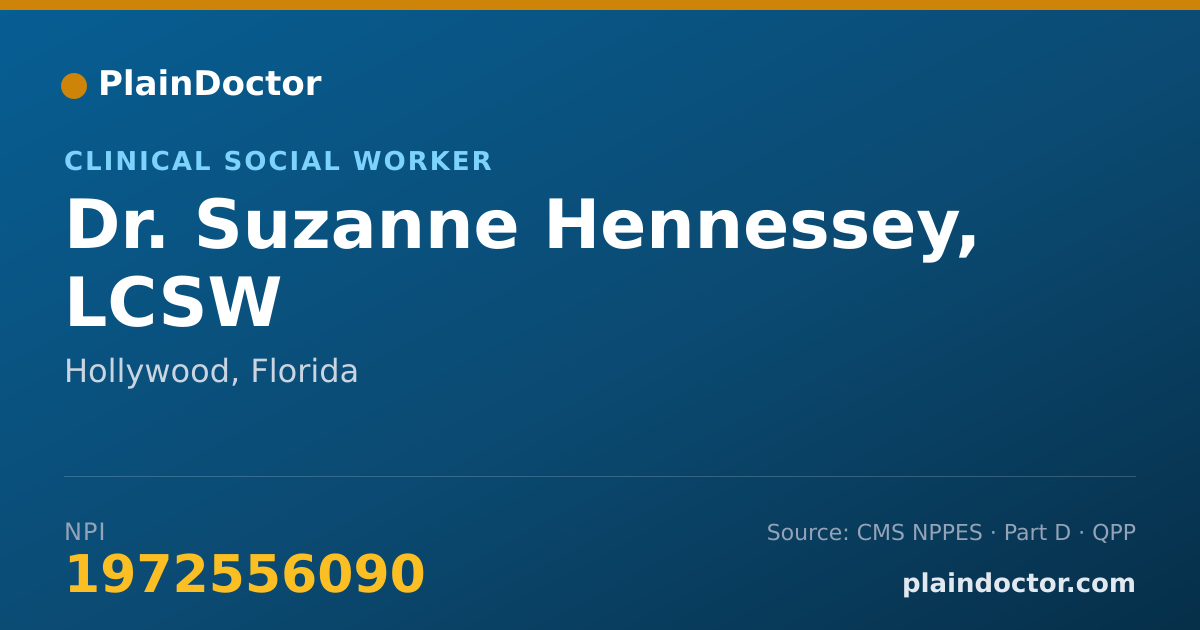 Shareable card for Suzanne Hennessey, LCSW - Clinical Social Worker, Hollywood, FL