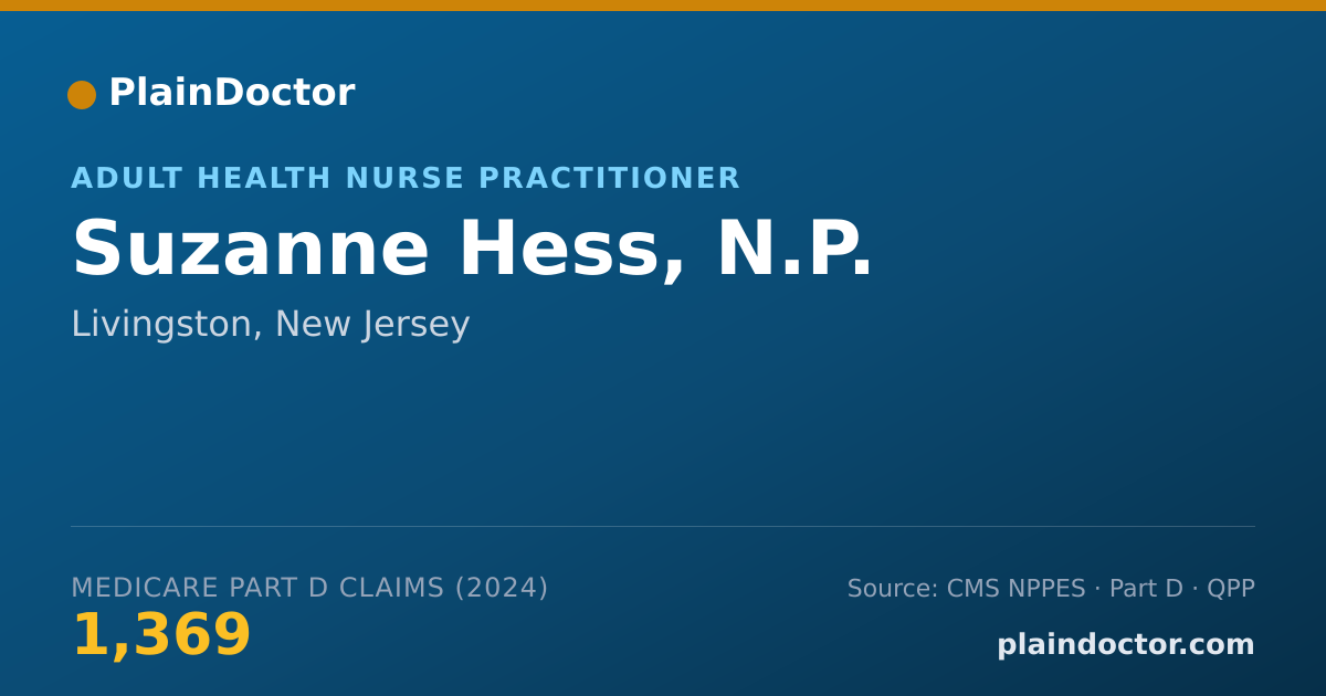 Shareable card for Suzanne Hess, N.P. - Adult Health Nurse Practitioner, Livingston, NJ