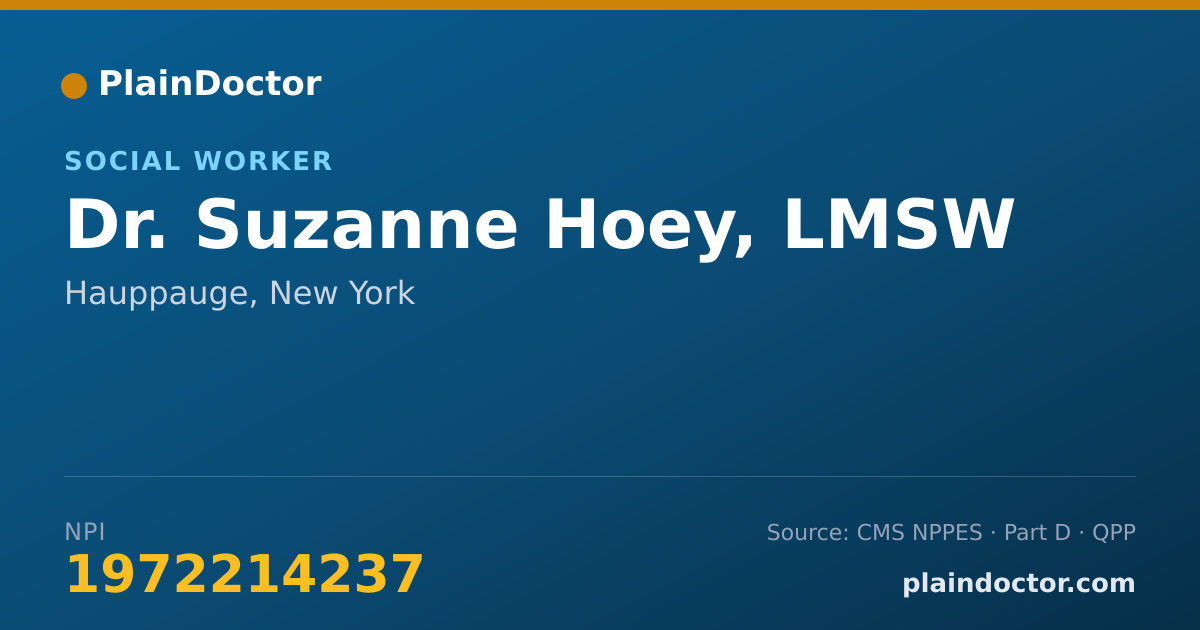 Shareable card for Suzanne Hoey, LMSW - Social Worker, Hauppauge, NY