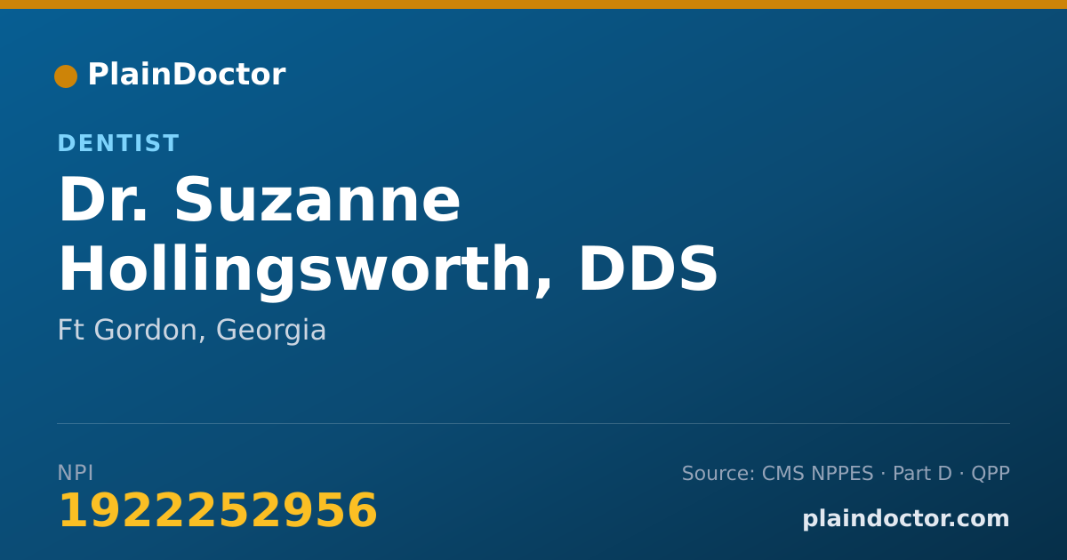 Shareable card for Suzanne Hollingsworth, DDS - Dentist, Ft Gordon, GA