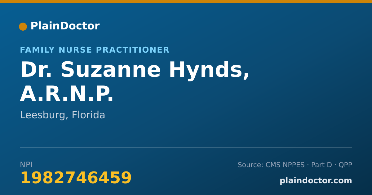 Shareable card for Suzanne Hynds, A.R.N.P. - Family Nurse Practitioner, Leesburg, FL