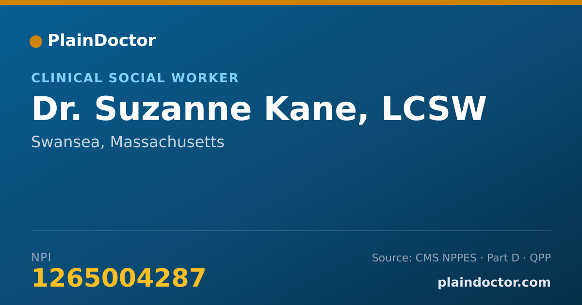 Shareable card for Suzanne Kane, LCSW - Clinical Social Worker, Swansea, MA