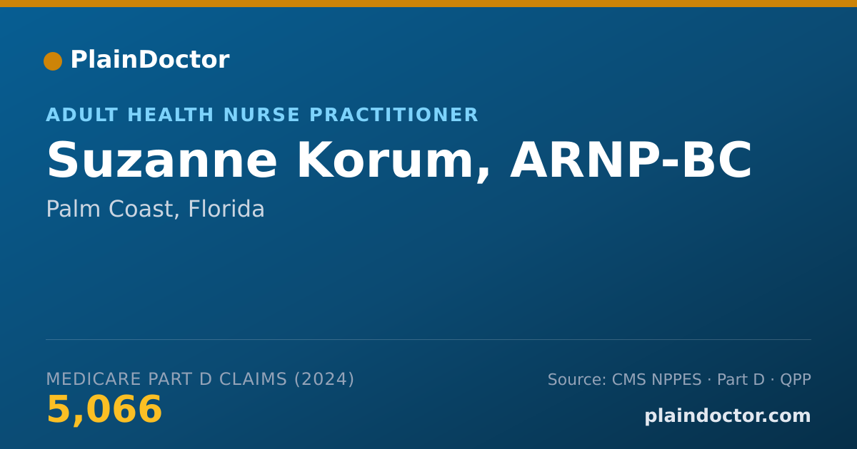 Shareable card for Suzanne Korum, ARNP-BC - Adult Health Nurse Practitioner, Palm Coast, FL