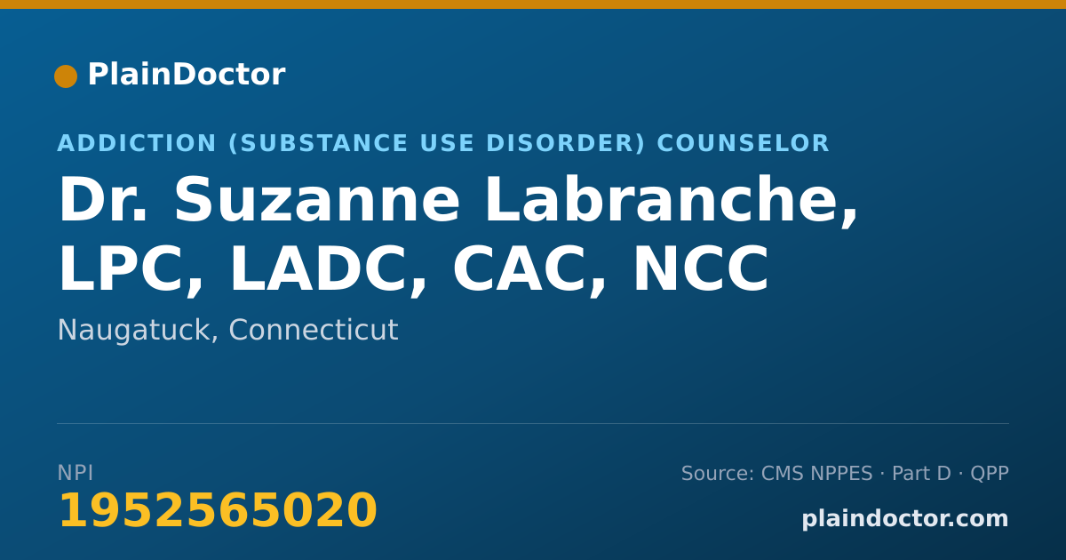Shareable card for Suzanne Labranche, LPC, LADC, CAC, NCC - Addiction (Substance Use Disorder) Counselor, Naugatuck, CT
