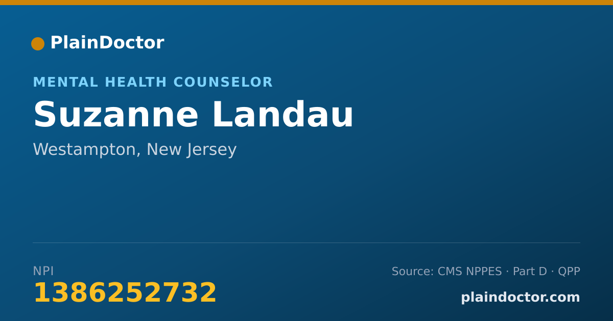 Shareable card for Suzanne Landau - Mental Health Counselor, Westampton, NJ