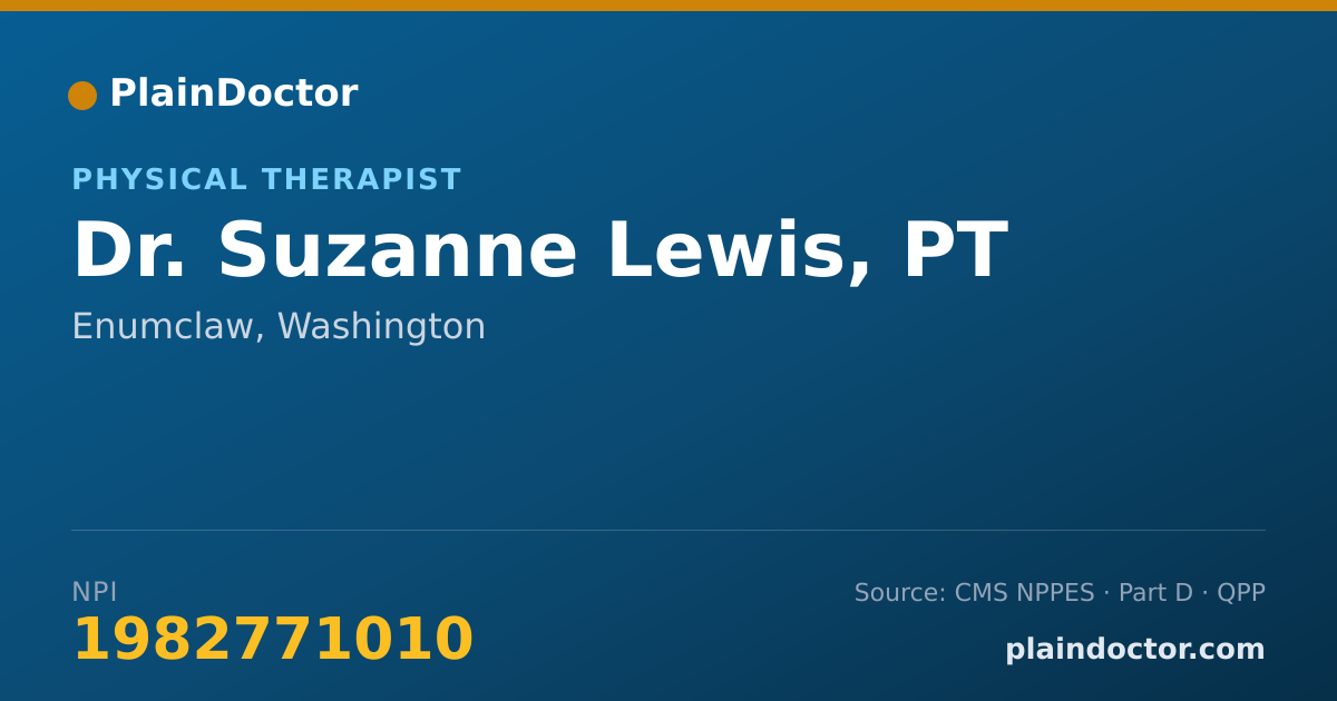 Shareable card for Suzanne Lewis, PT - Physical Therapist, Enumclaw, WA