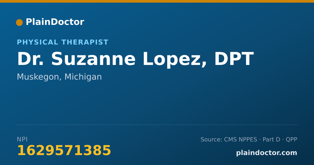 Shareable card for Suzanne Lopez, DPT - Physical Therapist, Muskegon, MI