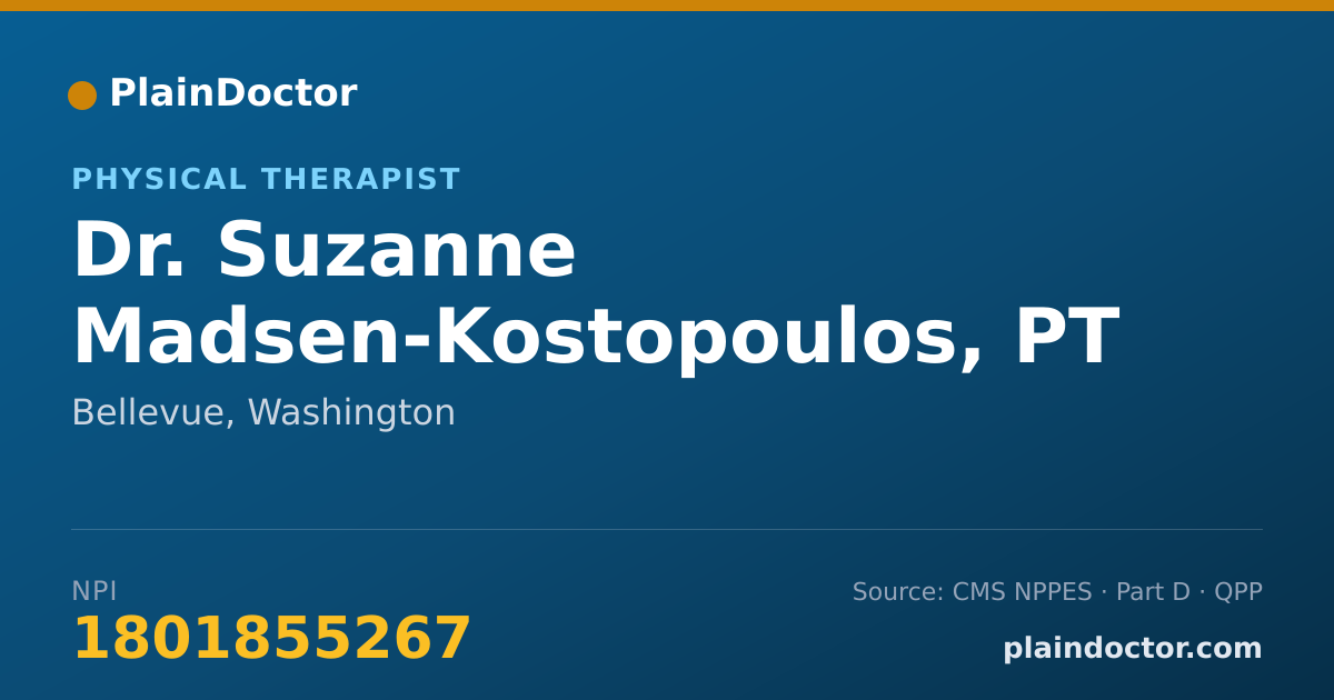 Shareable card for Suzanne Madsen-Kostopoulos, PT - Physical Therapist, Bellevue, WA